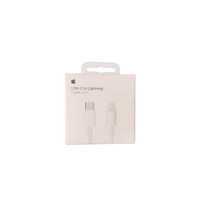 کابل USB-C به Lightning سفید رنگ با طول 1 متر مناسب شارژ و انتقال اطلاعات دستگاههای اپل شامل آیفون و آیپد.